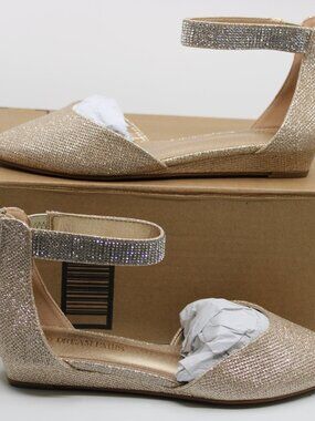 DREAM PARIS WOMENS SHOES SIZE 8 Sparklin gold Pointed Sling Back Zipper